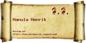 Hanula Henrik névjegykártya